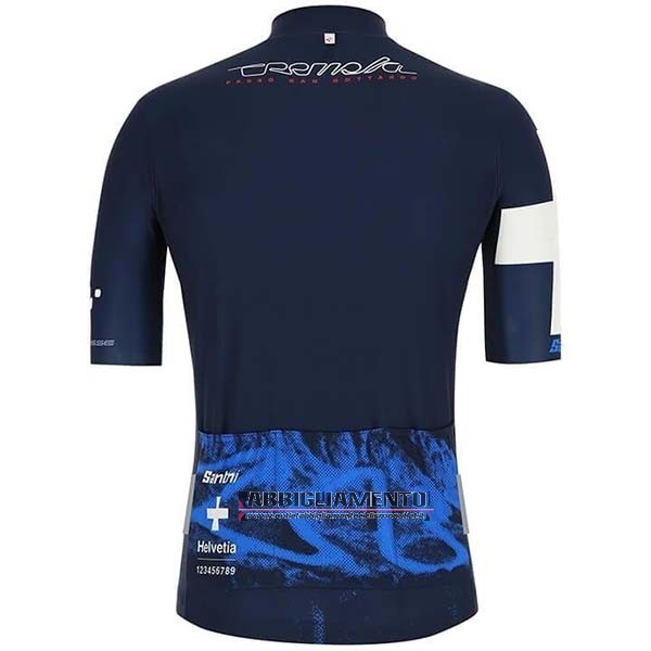 Abbigliamento Tour de Suisse 2019 Manica Corta e Pantaloncino Con Bretelle Spento Blu Bianco - Clicca l'immagine per chiudere